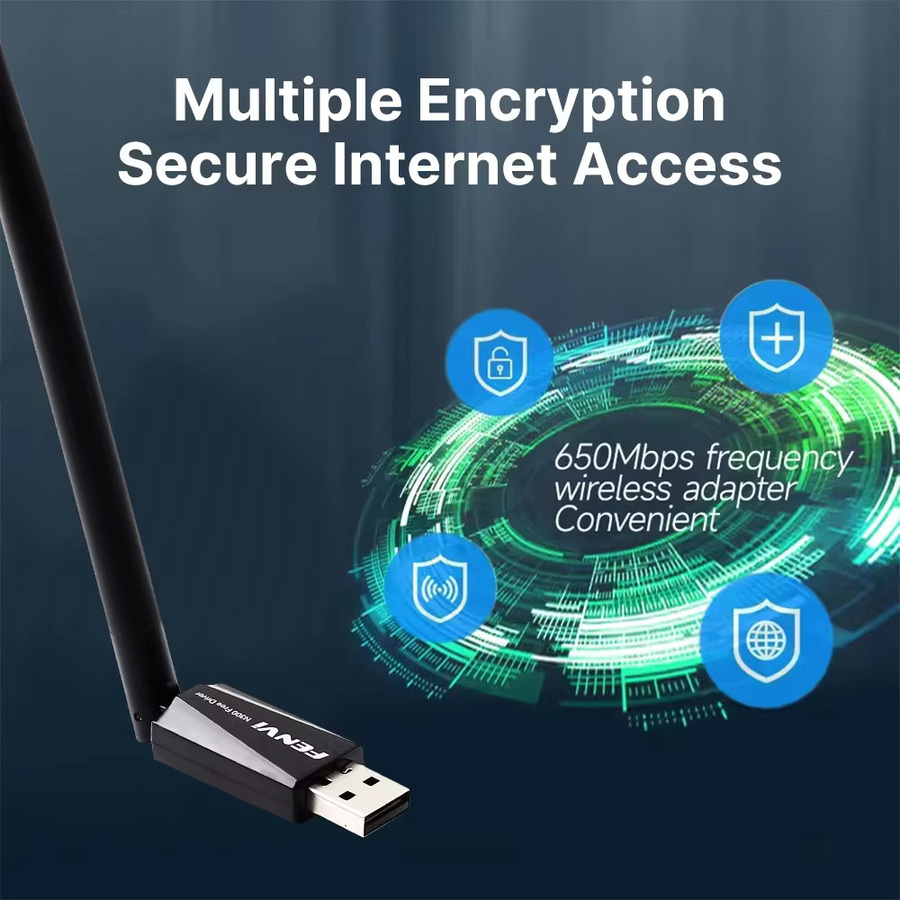 Fenvi AC650 Dualband USB-WLAN-Adapter mit Antenne in Schwarz für Windows 7/10/11 - Bild 5