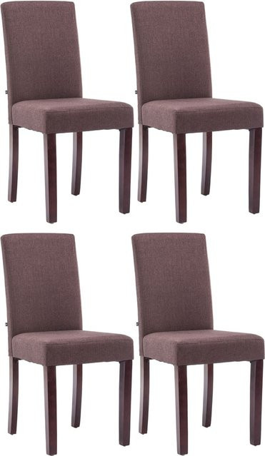 CLP 4er Set Esszimmerstühle Ina Polsterstühle mit Stoffbezug und Holzgestell in Braun - Bild 1