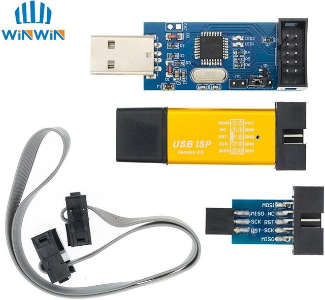 AITEWIN ROBOT USBASP USBISP AVR Programmierer mit 10Pin zu 6 Pin Adapter Board in Blau - Bild 1