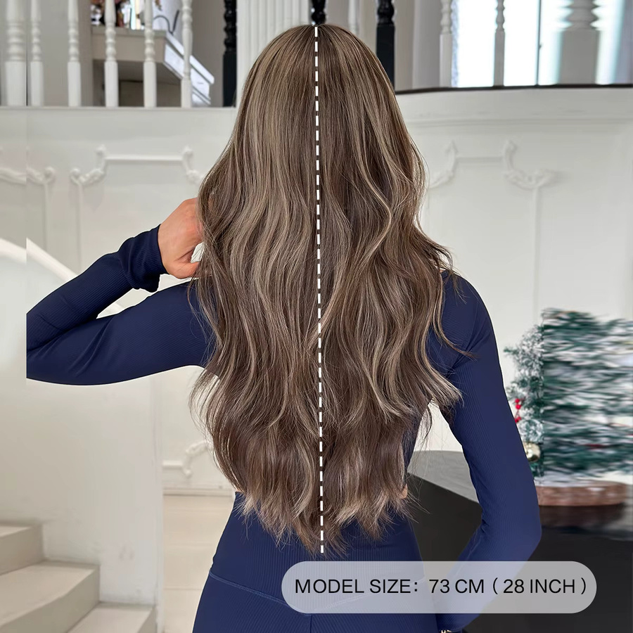 7JHH WIGS Perücke, lange gewellte Ombre-Perücke, schokoladenbraun, Damen - Bild 4