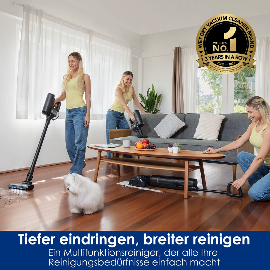 Tineco FLOOR ONE Switch S7 Stretch 5-in-1 Nass-Trockensauger und Akkusauger Set in Schwarz mit FlashDry Selbstreinigung und DualBlock Anti-Tangle Technologie - Bild 2