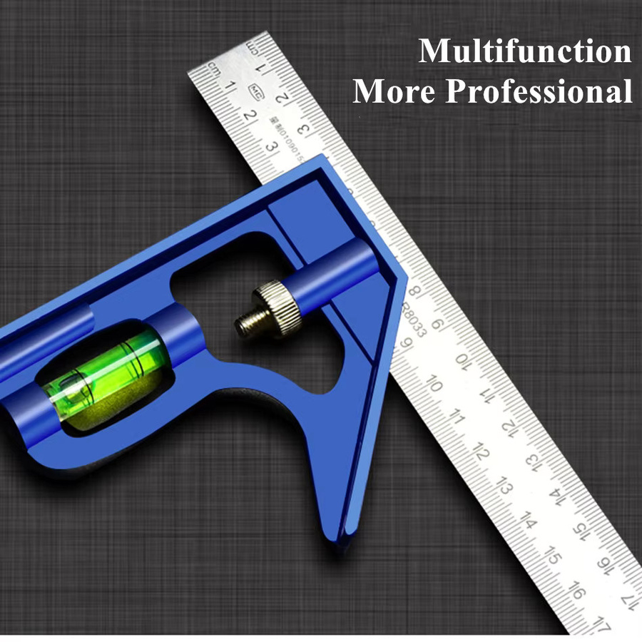 3-in-1-Lineal-Set mit quadratischem Winkel in Blau für Holzarbeiten und Ingenieure - Bild 3
