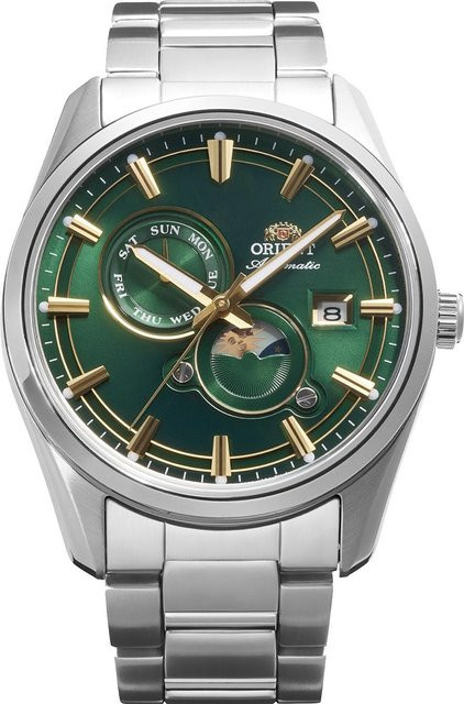 Orient Armbanduhr Stretto Sun & Moon, Automatik, Edelstahl, Grün, 42 mm, Herren - Bild 1