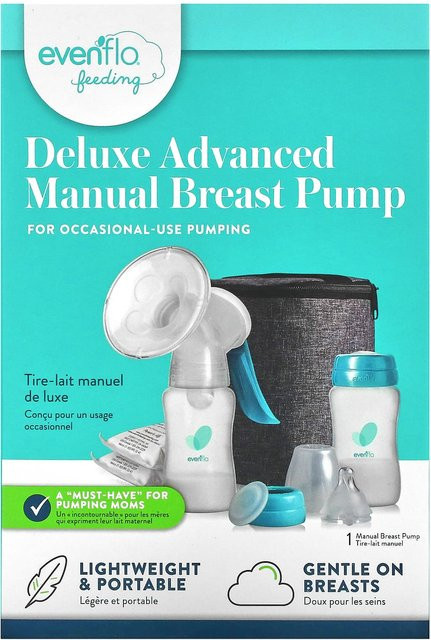 Evenflo Feeding Deluxe Advanced manuelle Milchpumpe 10-teiliges Set in Blau - Bild 1