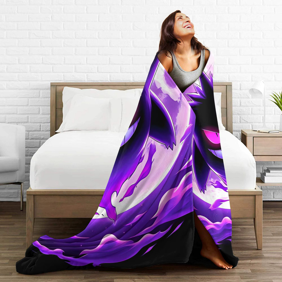 Potdemiel Gengar Cartoon-Plüschdecke aus Polyester in Lila für Erwachsene - Bild 4