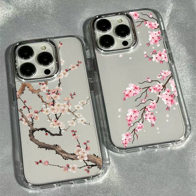 Transparente Handyhülle mit Pflaumenblütenmuster für iPhone 17 16 15 14 13 12 11 Pro Max Air XS X XR 16e 7 8 Plus SE2 - Bild 1