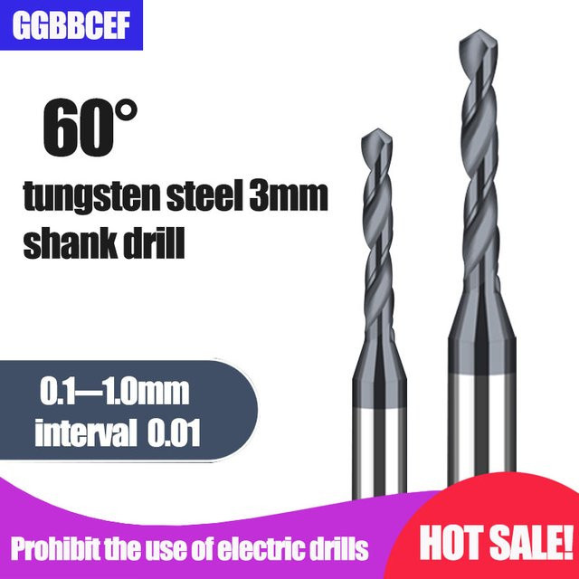 GGBBCEF Mikro-Vollhartmetall-Bohrer Präzisions-Mini-CNC-Bohrer Silber Durchmesser: 0,15 mm, Schaft: 3 mm - Bild 1