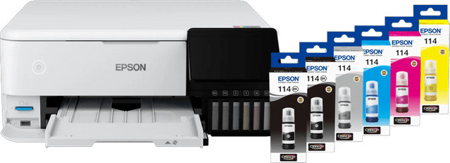 Epson EcoTank ET-8500 Fotodrucker mit Druck-, Scan- und Kopierfunktion inklusive einem Satz Reservetintenflaschen in Weiß - Bild 1