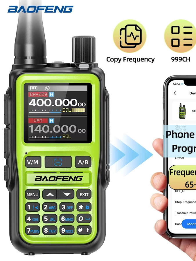 BAOFENG UV-5R Mini Walkie Talkie mit Bluetooth und Air Band, Drahtloses Funkgerät mit 999 Kanälen in Schwarz oder Orange - Bild 7