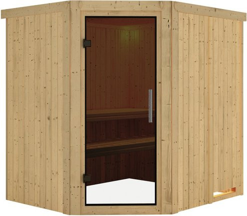 Karibu Sauna Talsen für 3 Personen aus Fichte in Beige ohne Ofen B: 198 cm, T: 196 cm, H: 170 cm - Bild 1