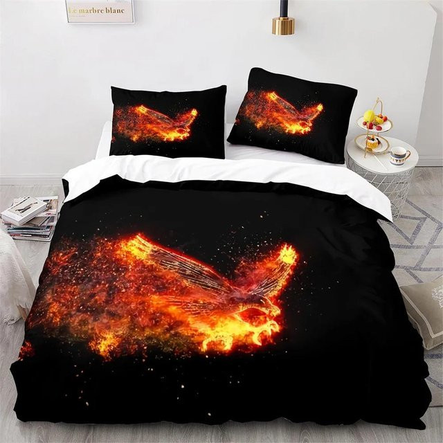 Phoenix Nirvana Bettwäsche-Set mit Feuergemusterung, King-Größe EU Single, B/H: 135 x 200 cm - Bild 1