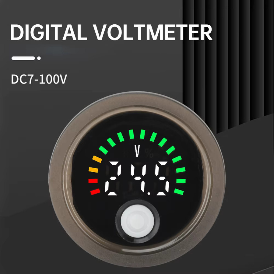 Gaqqee DC DC7-100V Mini LED Digital Voltmeter Wasserdichtes Rundes Display zur Spannungsanzeige in Schwarz oder Weiß - Bild 2