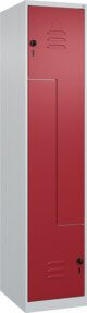 C+P Z-Spind Classic PLUS Spind mit 2 Fächern und Sicherheits-Drehriegel, Farbe Grau/Rot, H x B x T: 185 x 40 x 50 cm - Bild 1