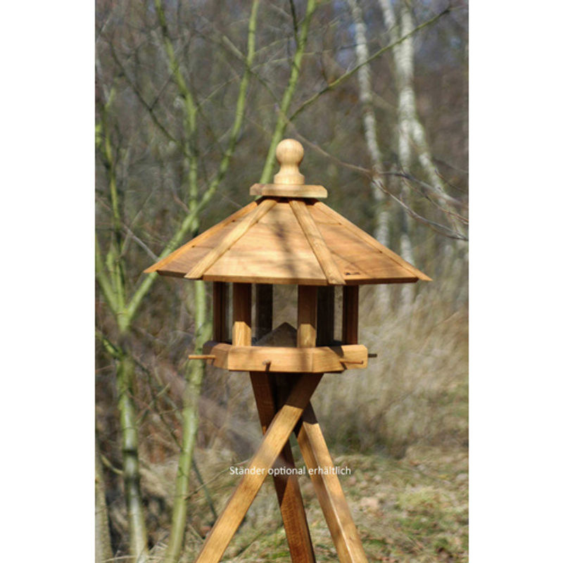 DOBAR Vogelhaus Anflug aus geöltem Eichenholz mit Futtersilo und Anflugstangen, braun, H x B x T: 62 x 55 x 43 cm - Bild 3