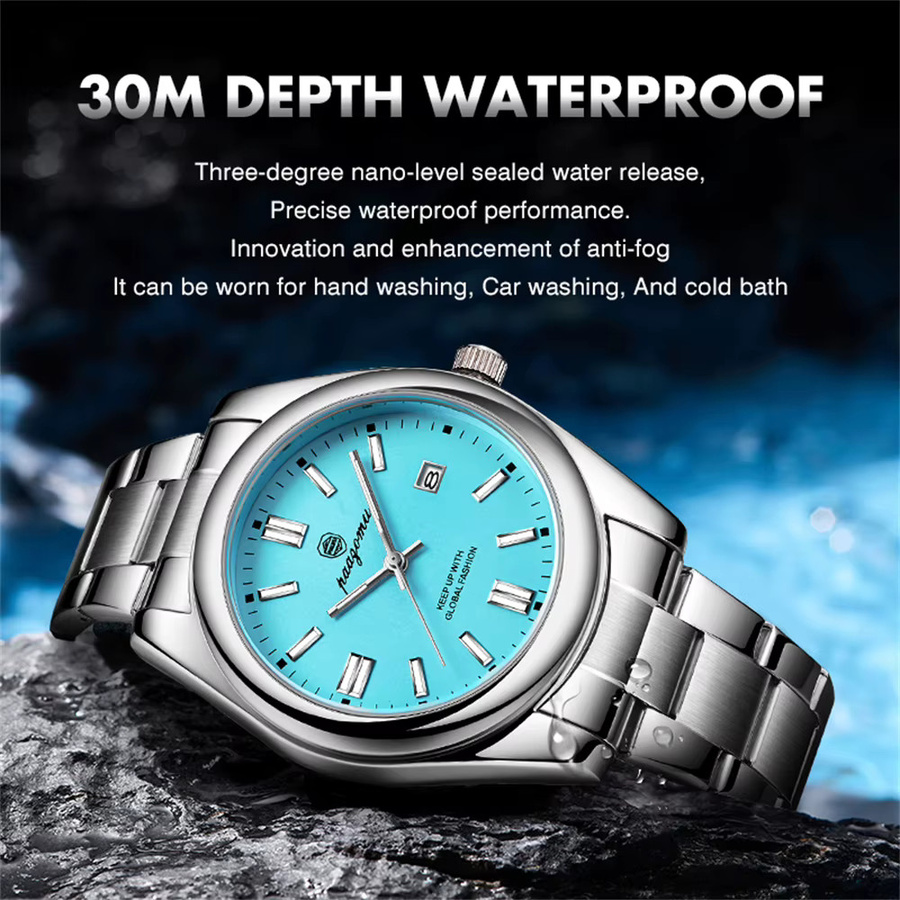 PAAZOMU Armbanduhr Edelstahl, Quarz, Blau, Herren - Bild 2