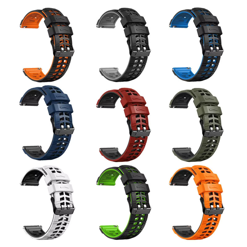 JSPSTA Uhrenarmband Silikon, 22 mm, Black green, Herren - Bild 1