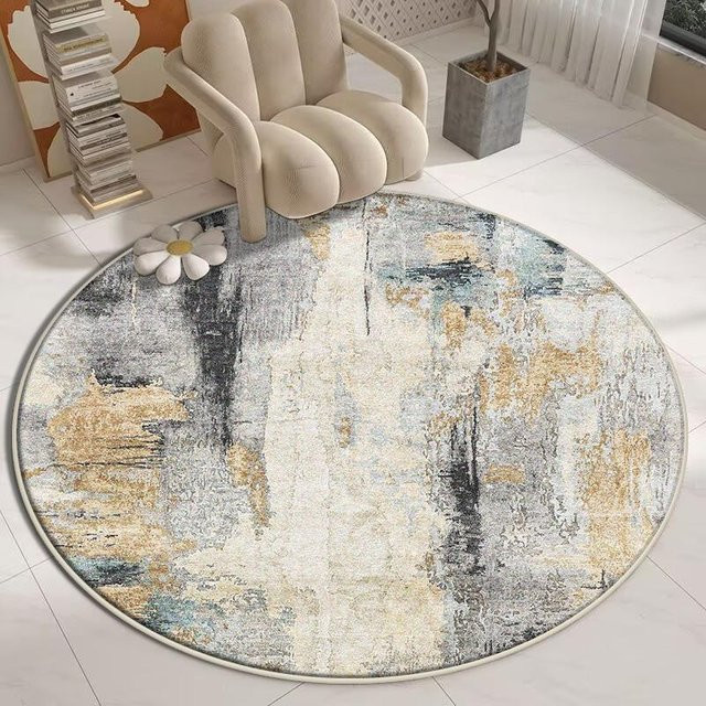 Runder Teppich Karpetti in Grau, Modernes und Minimalistisches Design, Rutschfest und Waschbar, Durchmesser: 60 cm - Bild 1