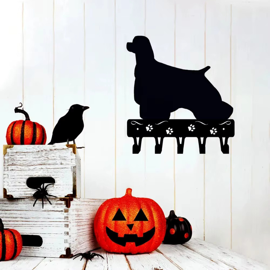 CIFBUY Metall-Wandkunst Schlüsselhalter Cocker Spaniel Dekorativer Eisenhaken-Set in Schwarz - Bild 5