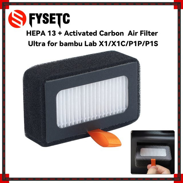 FYSETC HEPA 13 und Aktivkohle-Luftfilter für Bambu Lab X1, X1C, P1P und P1S in Schwarz - Bild 1