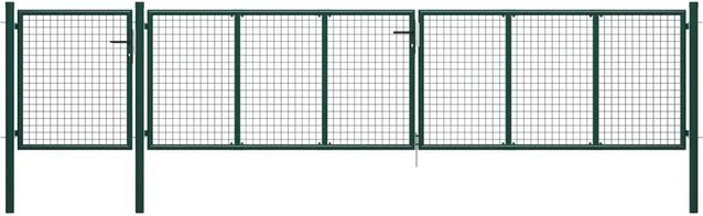 vidaXL Gartentor aus Stahl mit Drahtgeflecht in Grün, Breite: 500 cm, Höhe: 100 cm - Bild 1
