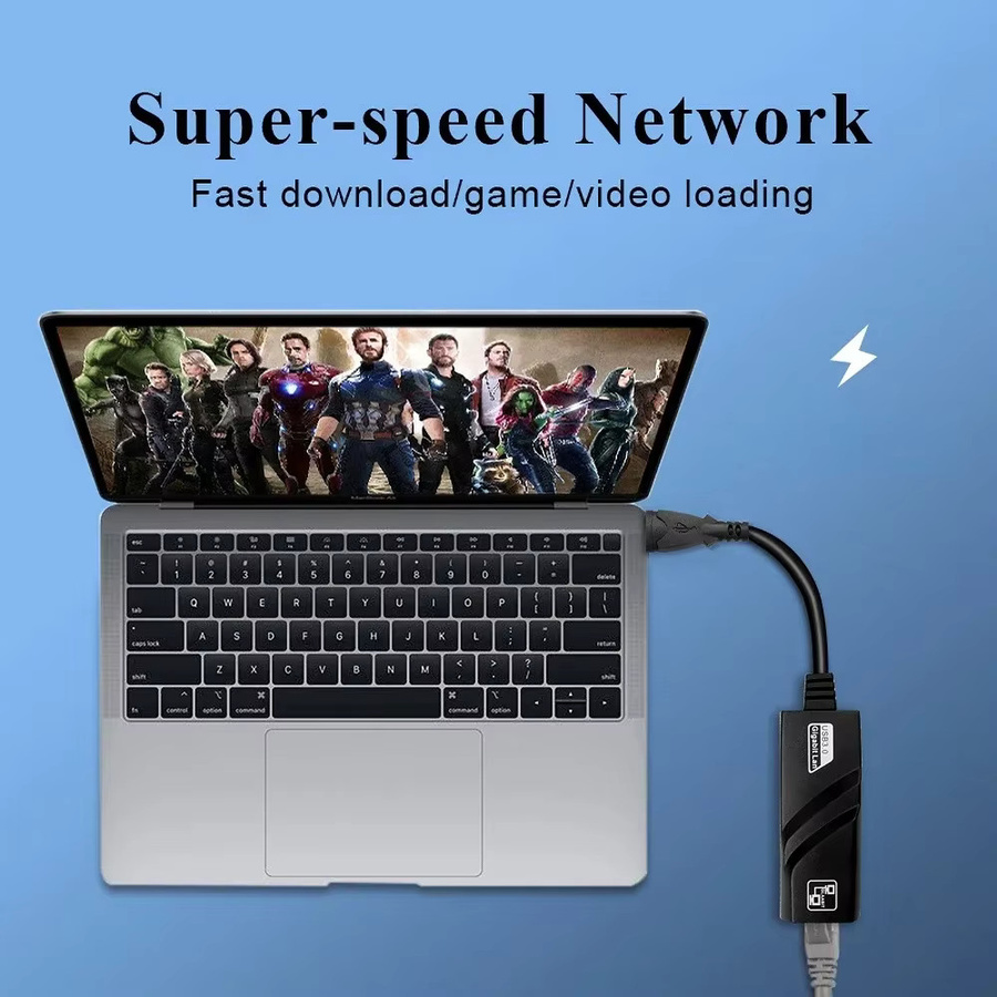 USB Type-C auf RJ45 LAN Ethernet Adapter RTL8153 Netzwerkkarte für PC MacBook und Windows Laptop, 1 Gbit/s, Schwarz - Bild 2