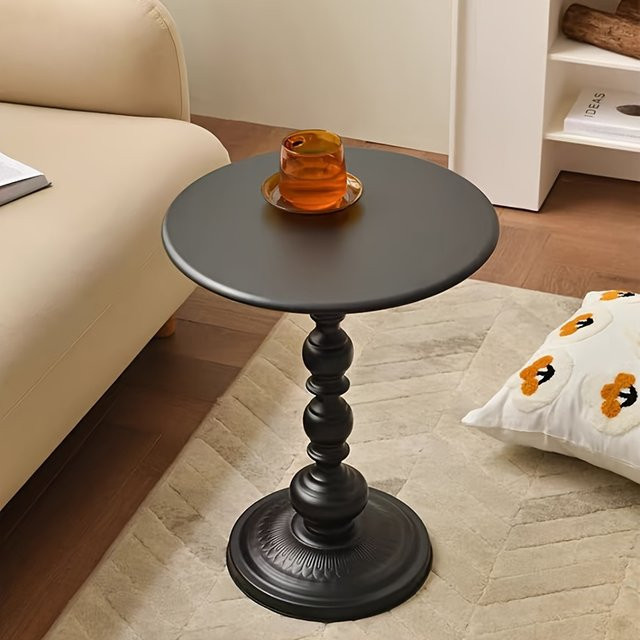 Runder Couchtisch LIUSHADUOLA aus Metall in Schwarz im Vintage-Design - Bild 1