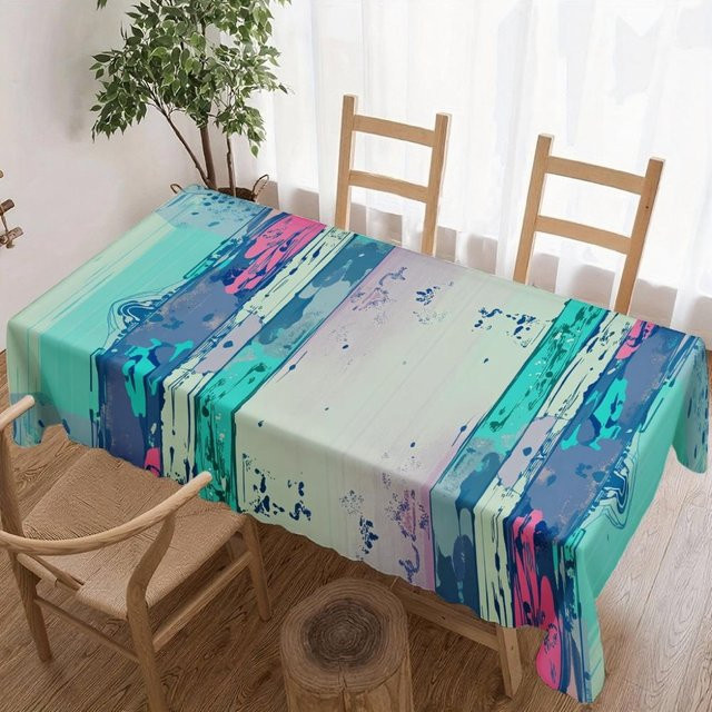 Wasserdichte Tischdecke mit abstraktem Aquarell-Design von JINGYUE Pet, quadratisch, Mehrfarbig, B/T: 140 x 140 cm - Bild 1