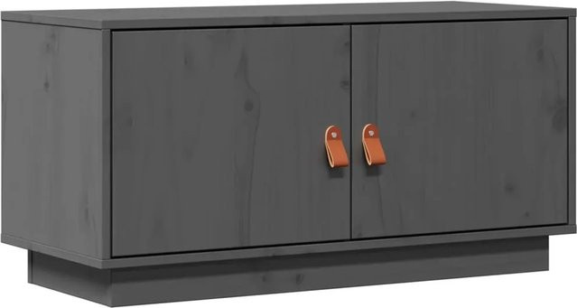 vidaXL TV-Schrank aus massivem Kiefernholz in Grau, rustikaler Stil, B/T/H: 80 x 34 x 40 cm - Bild 1