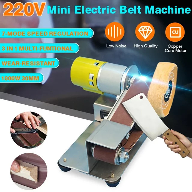 Dreamburgh Mini-Elektro-Bandschleifer Set mit 10 Schleifgurten zur DIY-Polierung und zum Schleifen von Messerkanten in Multicolor, 220 V - Bild 1