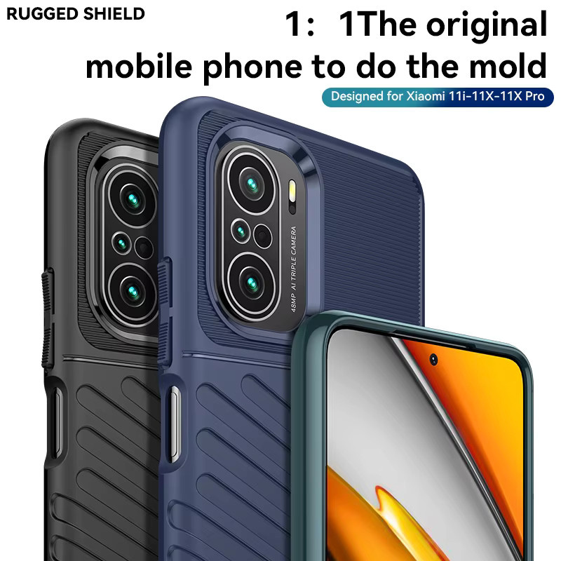 Stoßfeste Silikon Schutzhülle für Xiaomi 11i, 11X Pro, Redmi K40, K40 Pro, K40 Pro+ und Poco F3 in Grün - Bild 3