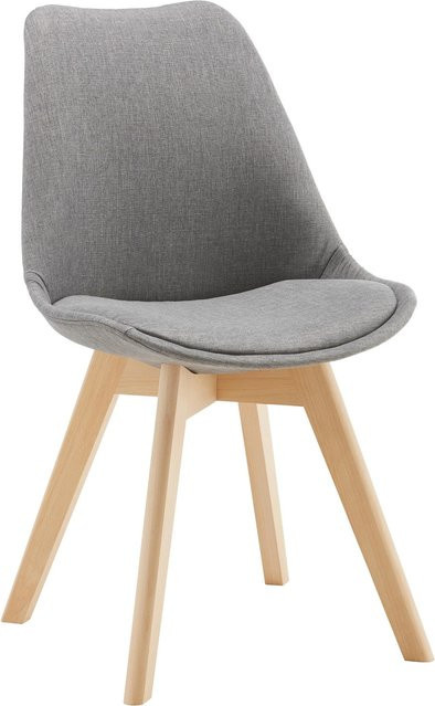 Bessagi Home Stuhl Rocksi Grau Webstoff mit Buchenholzbeinen - Bild 1