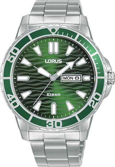 Lorus Armbanduhr, Quarz, Edelstahl, Grün, 42 mm, Herren - Bild 1