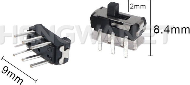 HENGWANET 10 Stück MSS22D18 Miniatur-DIP-Schiebeschalter 2P2T 6-polig in Schwarz mit 2 mm hohem Griff - Bild 1