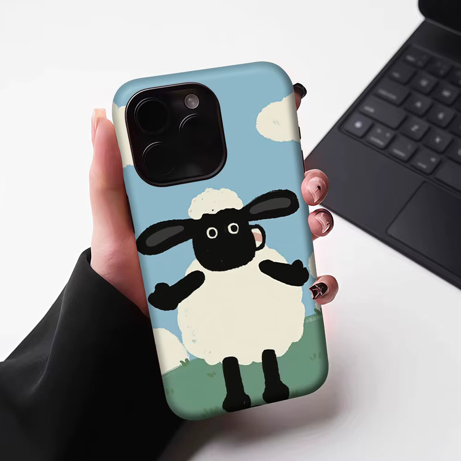Aurbe Matte 2-in-1 MagSafe Hülle mit Film für iPhone 17 16 15 14 Plus Pro Max Stoßfeste Hartschale Shaun Sheep Case Multicolour - Bild 6