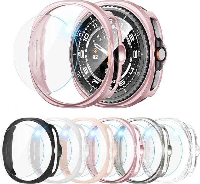 Samsung Galaxy Watch 8 Zubehör, Schutzschale, 3D-gehärtetes Glas, Weiß - Bild 1