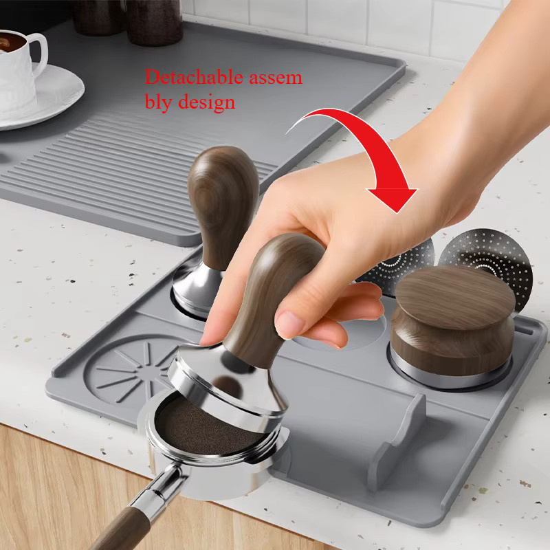 YUAN-ECT Silikon-Kaffeematte in Grau, B/B: 61 x 40,6 cm, abnehmbare Barmatte für Kaffeemaschinen und Espressomaschinen - Bild 2