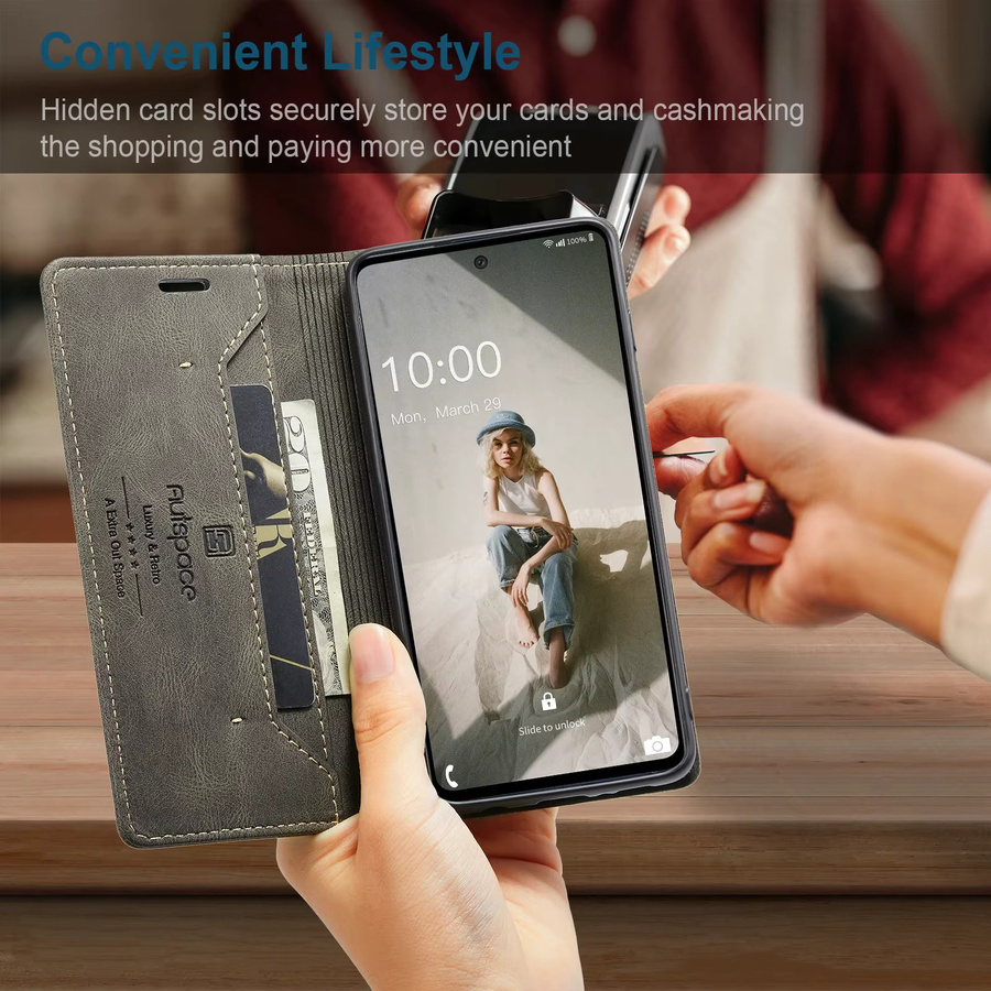 Luxus Magnetische Leder-Brieftasche als Flip Case für Samsung Galaxy S23 S22 Ultra S20 FE S10 S9 S8 Plus sowie Note 10 20 und A14 A24 in Braun - Bild 3