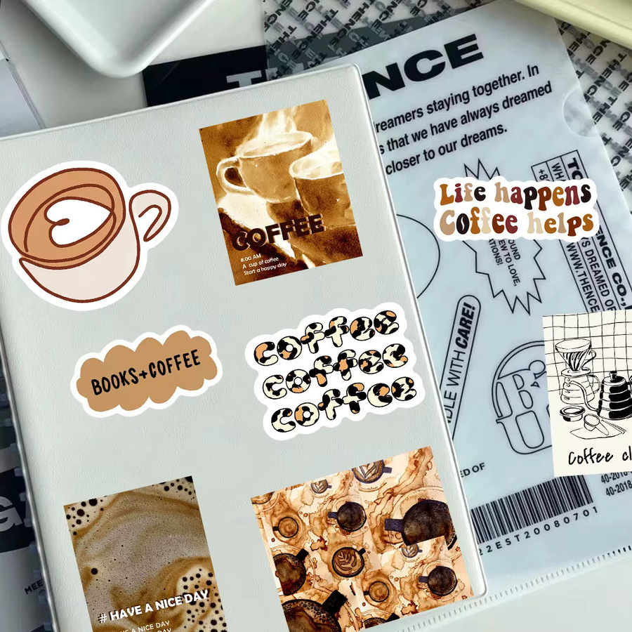 50 Stück inspirierende Kaffee-Aufkleber im INS-Stil von YourLife Store, bunte Graffiti-Aufkleber für Skateboard und Wasserflaschen - Bild 3