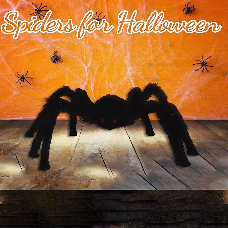 Schwarze haarige Spinne als langlebige Halloween-Dekoration und Foto-Requisite aus Textil - Bild 2