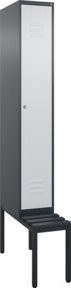 C+P Spind Classic PLUS Garderobenschrank mit Sitzbank, 1 Abteil, Schwarzgrau, B/T/H: 212,0 x 30,0 x 81,5 cm - Bild 1