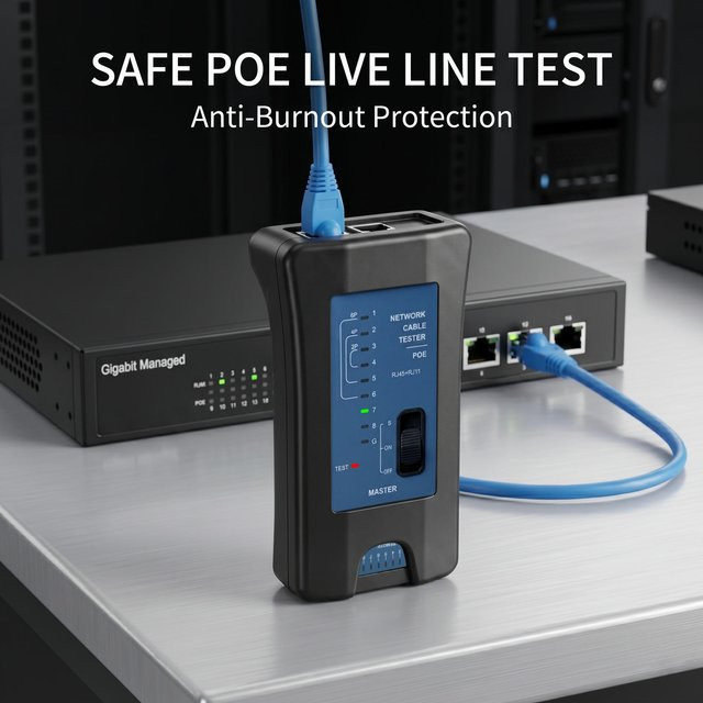 Nengshihengli Netzwerkkabel-Tester für RJ45 und RJ11 mit PoE Live-Switch-Testfunktion und Ethernet LAN Kabelverfolgungsgerät in Schwarz - Bild 1