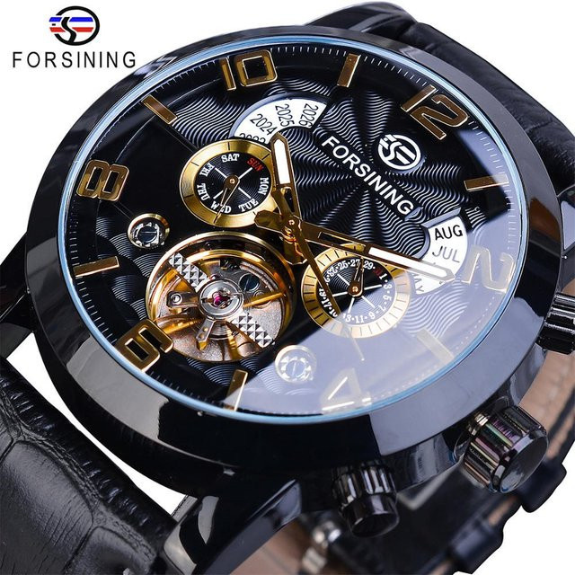 Forsining Armbanduhr, Automatik, Edelstahl, Gold/Schwarz, 46 mm, Herren - Bild 1
