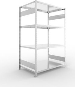 Meta Steckregal CLIP S3 230 LR verzinkt mit 4 höhenverstellbaren Böden, Farbe: Silber, B/T/H: 200 x 130 x 80 cm - Bild 1