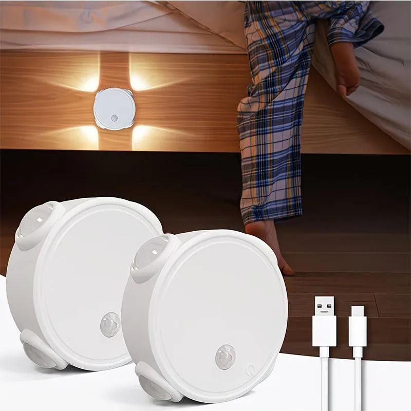 YJMP Super Lighting Intelligente RGB-Farbverlauf-Nachtlampe mit 4 Köpfen, Magnetischer Bewegungssensor, Wiederaufladbare LED-Wandleuchte in Schwarz für Schlafzimmer, Schrank, Garderobe und Treppen - Bild 8