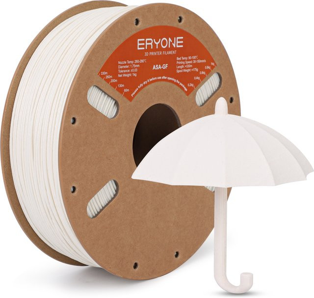ERYONE Glasfaser-ASA-Filament für FDM-3D-Druck, Durchmesser: 1,75 mm, 1 kg Spule - Bild 1