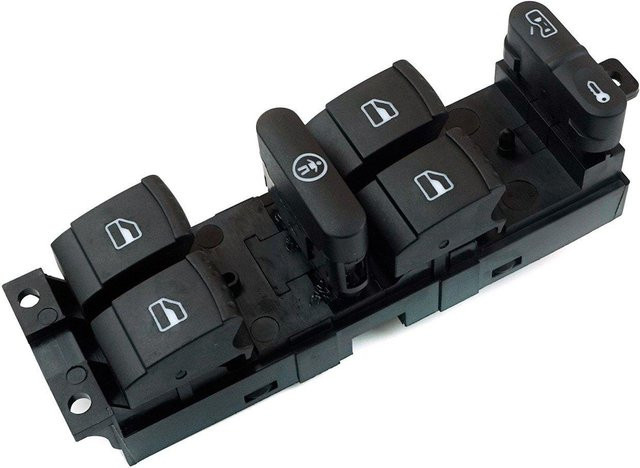 BROSS Fensterheberschalter Hauptschalter 9-Pin für VW Passat B5 Golf MK4 Bora Jetta Seat Toledo Leon, Schwarz, BDP116 - Bild 1