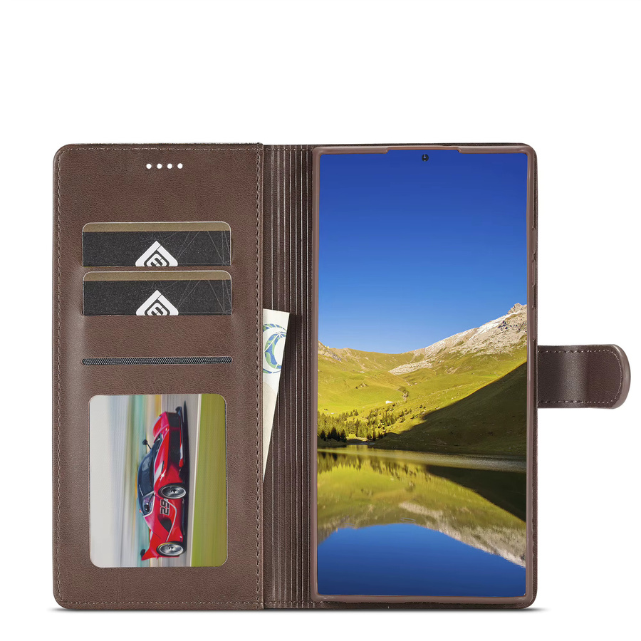 Business Lederhülle Flip-Wallet Karten-Handyhülle für Samsung Galaxy S26 S25 Ultra S24 FE S23 Plus A17 A16 A26 A36 A56 A37 A57 in Schwarz und Braun - Bild 2