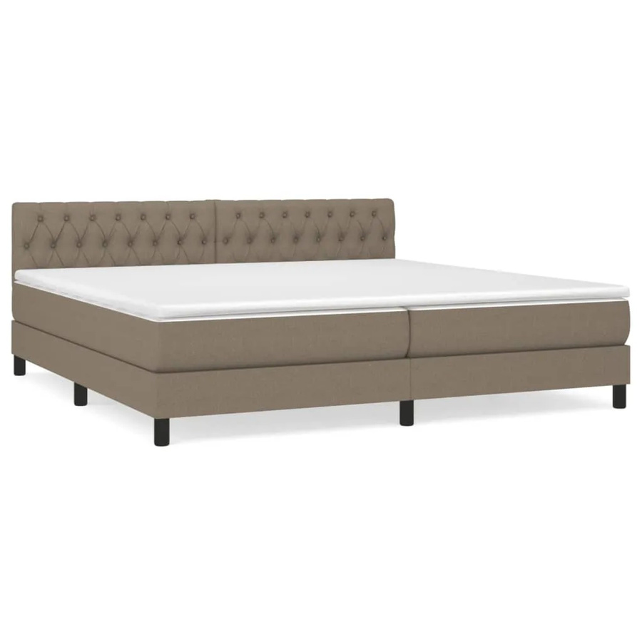 vidaXL Boxspringbett Hybrid mit Matratze, Farbe Taupe, B/T: 200 x 200 cm - Bild 2