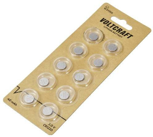 Voltcraft Knopfzelle CR1220 3V 40 mAh Lithium Silber 10er Pack - Bild 1