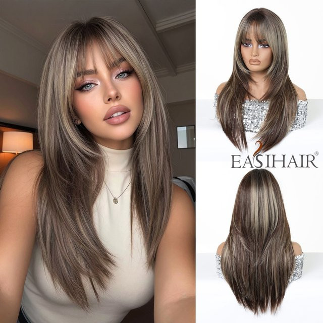 EASIHAIR Perücke, blond-braun Ombre, lang, glatt, Damen, synthetisch - Bild 1